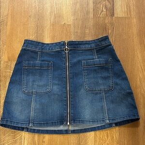Hollister Dark Blue A-line Mini Skirt with Zipper
